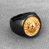 Bague Lion Noire et Or