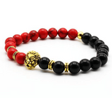 bracelet homme ou femme perles Onyx noires et rouges