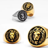 Bague Tête de Lion Croix Fleur de Lys