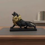 Statue Lion Rugissant Bleu