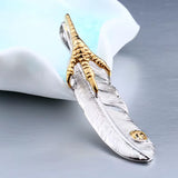 Pendentif Plume Griffe en Acier