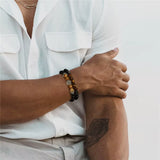 Bracelet Lion Onyx et Œil de Tigre