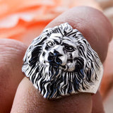 Bague Tête de Lion Argent Vieilli