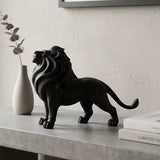 Statue Lion Résine Noire