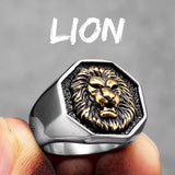 Bague Tête de Lion Croix Fleur de Lys