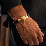 Bracelet Tête de Lion Doré porté