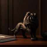 Statue Lion Résine Géométrique Noire