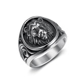 Bague tête de lion 3D en acier