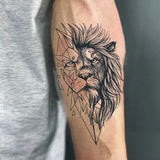 Tatouage Temporaire Lion Géometrique