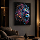 Tableau Lion Pop Art Coloré porté