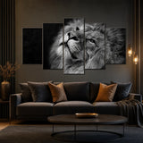 Tableau Lion Savane Sombre porté