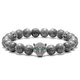 Bracelet Lion Jaspe Gris