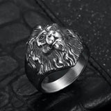 Bague Tête de Lion Dorée Acier