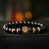 Bracelet Lion Perles Noires
