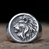 Bague tête de lion en acier