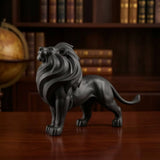 Statue Lion Résine Géométrique Noire