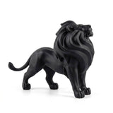 Statue Lion Résine Géométrique Noire