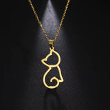 Collier pendentif chat et croissant de lune