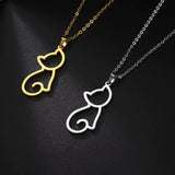 Collier pendentif chat et croissant de lune