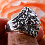 Bague Tête de Lion Argent Vieilli