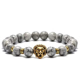 Bracelet Lion en pierre grise