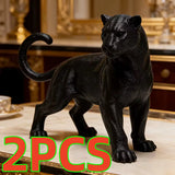 Statue Lion Rugissant Noir