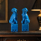 Statues Lions Chinois Bleus porté