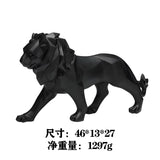 Statue lion géométrique noire
