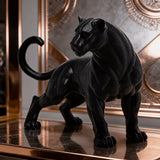 Statue Lion Rugissant Noir