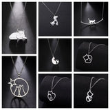 Collier pendentif chat et croissant de lune