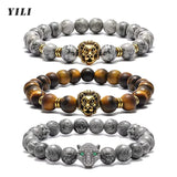 Bracelet Lion Jaspe Gris