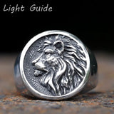 Bague tête de lion en acier