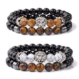 Bracelet Lion Onyx et Œil de Tigre