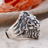 Bague Tête de Lion Argent Vieilli