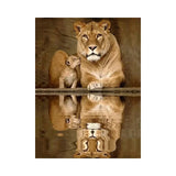 Tableau Lion Lionne et Lionceau