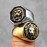 Bague Tête de Lion Croix Fleur de Lys