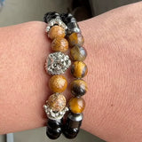 Bracelet Lion Onyx et Œil de Tigre