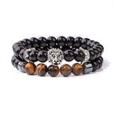 Bracelet Lion Onyx et Œil de Tigre