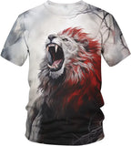T-Shirt Lion Rugissant Crinière Rouge