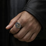 Bague Tête de Lion Acier 3D porté