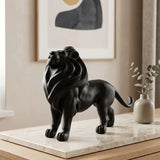 Statue Lion Résine Noire