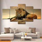Tableau Lion et Lionceau 5 panneaux