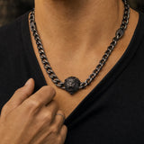 Bracelet Lion Chaîne Noire porté