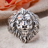 Bague Tête de Lion Argent Vieilli
