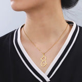Collier pendentif chat et croissant de lune