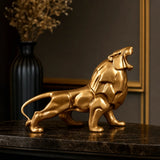 Statue Lion Rugissant Or porté