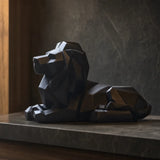 Statue Lion Origami Noir porté