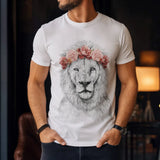 T-Shirt Lion Couronne de Roses porté