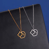 Collier pendentif chat et croissant de lune