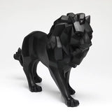 Statue lion géométrique noire